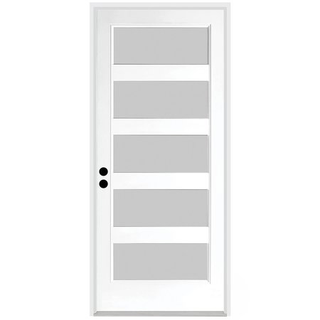 CODEL DOORS 36" x 80" Primed White Contemporary Flush-Glazed Exterior Fiberglass Door 3068RHISPSF20F5LS69161DM
